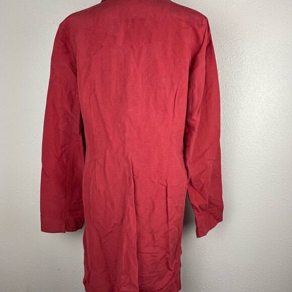 Pre-Owned Rena Rowan Womens Red Button Down Long Sleeve Silk Collard Jacket/Top - Picture 7 of 10